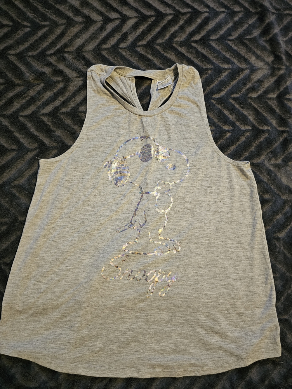 Peanuts Snoopy Gray Racerback Tank Top Women's XL Graphic Tee